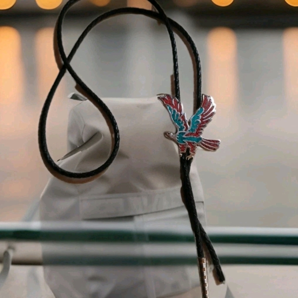 Source Unknown Multicolor Eagle Bolo Tie - image 2
